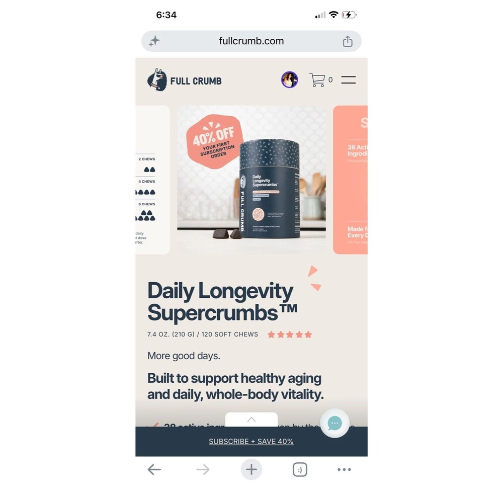 Full Crumb Daily Longevity supercrumbs NWT
